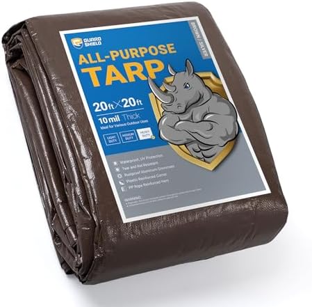 GUARD SHIELD Tarps Heavy Duty Waterproof 20x20 Feet Brown/Bright Silver Poly by GUARDSHIELD