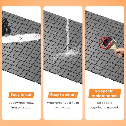 27 Pack Plastic Interlocking Deck Tiles, Patio Floor Decking Tiles - Image 3