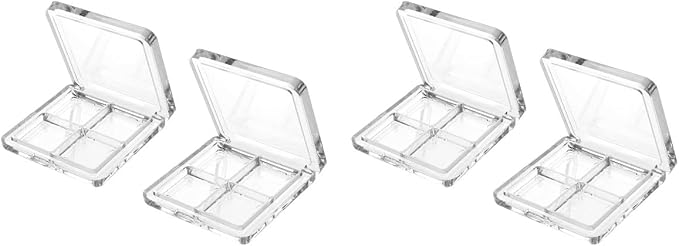 Beaupretty 4 Pieces Empty Eyeshadow Pallet 4 Grids Eye Shadow Lipstick Storage Case Box Clear Makeup DIY Cosmetic Organizer Container
