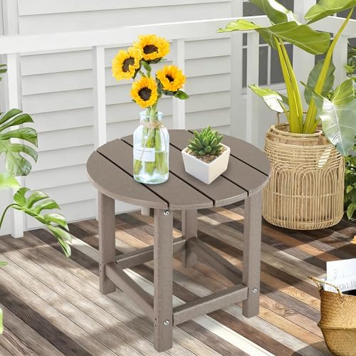 LZRS Round Adirondack Patio Side Table End Table, Outdoor Side Tables - Image 5