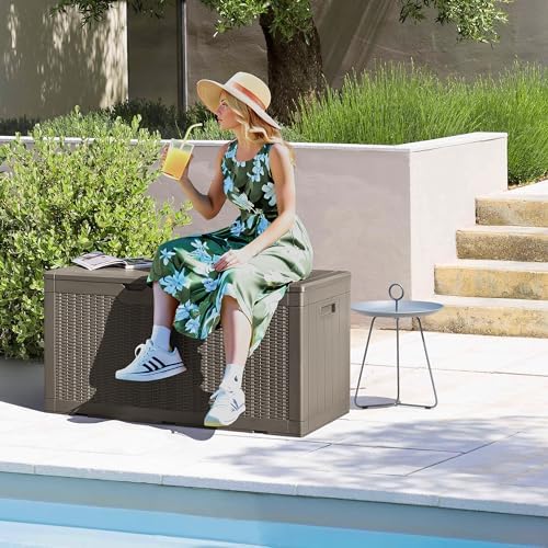 Devoko 97 Gallon Deck Box, Waterproof Resin Outdoor Storage Box - Image 2