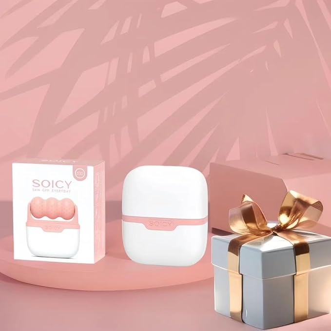 Ice Roller for Face with Gua Sha, Travel ice Roller Cold Therapy Tools, Cold Facial Ice Roller Massager for Eye Puffiness, Migraine, TMJ Pain Relief & Minor Injury (Pink)