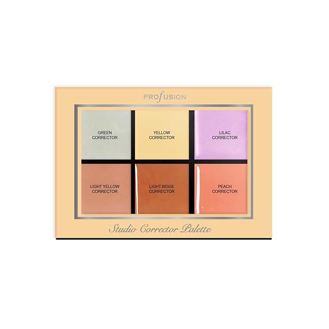 Profusion Cosmetics Studio Corrector Palette for Radiant, Even Skin Tone, Raise Your Makeup Routine and Reduce Redness, Dark Circles, and Other Imperfections to Achieve Flawless Skin
