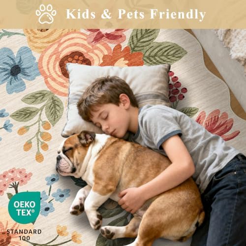 DUKINO 3x5 Area Rugs, Non Slip Floral Washable Rug - Image 4