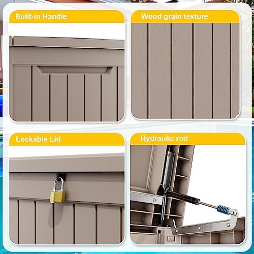 PatioZen 281 Gallon Large Resin Deck Box, Lockable Outdoor Storage Box - Image 3