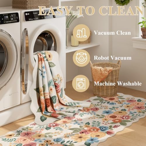 DUKINO 2x14 Hallway Runner Rug, Floral Washable Kitchen Rug - Image 6
