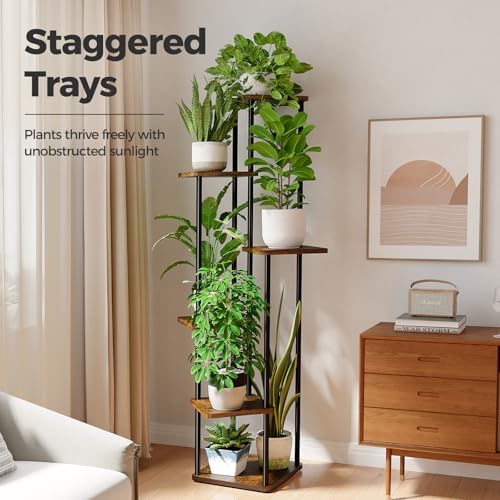 Bamworld Tall Plant Stand Indoor Corner Plant Shelf - Image 2