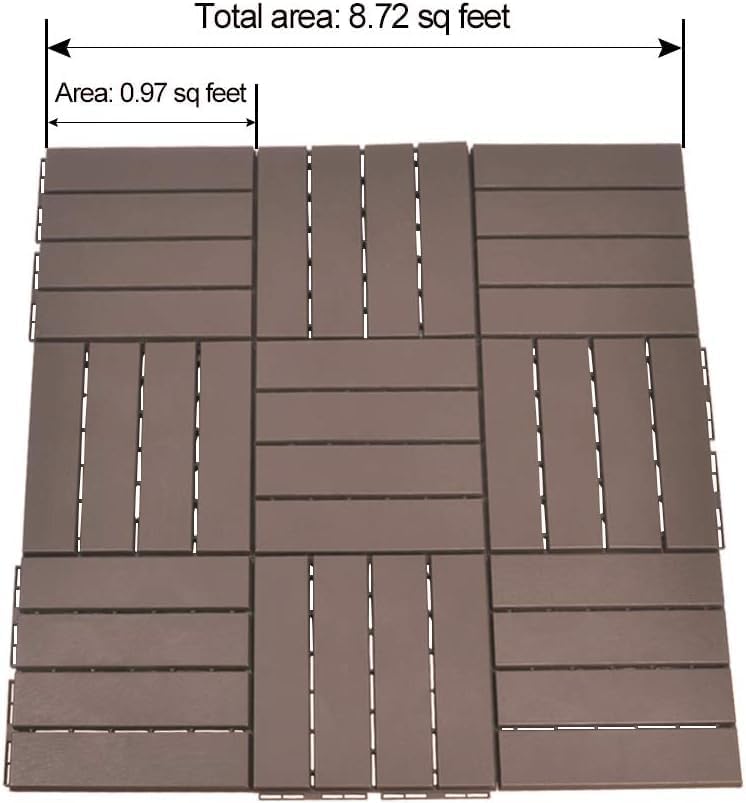 domi outdoor living Patio Deck Tiles, 12 x 12 inches Composite Interlocking - Image 7