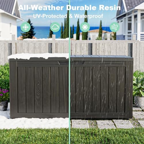 86 Gallon Deck Box, Lockable Waterproof Outdoor Storage Boxes - Image 3