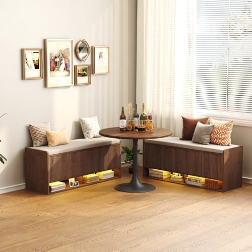 HOMEFORT 47.2" Fluted Shoe Storage Bench, Entryway Bench - Image 3