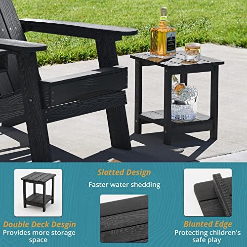 LUE BONA Outdoor Side Table, 2-Tier HDPS Small Patio Table - Image 6