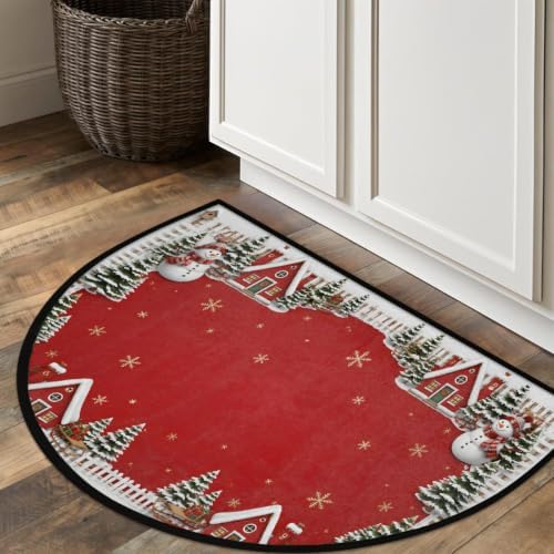 Christmas Half Round Door Mat Outdoor Doormat Bedroom Entrance Rug B14 - Image 7