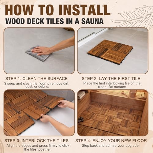 Nuanchu 24 Pack Wood Shower Floor Tiles - Image 4
