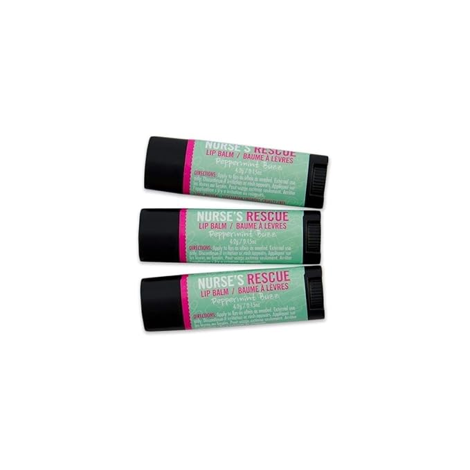 Walton Wood Farm Lip Balm Trio (Nurse's Rescue) Peppermint Buzz Flavor 100% All-Natural, Vegetarian Friendly, and Paraben-Free