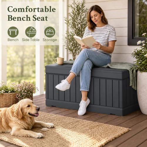 Devoko 78 Gallon Deck Box, Waterproof Resin Outdoor Storage Box - Image 6