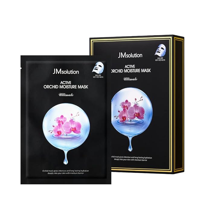 JMsolution Marine Luminous Pearl Deep Moisture 3 Step Skin Care Face Mask - Korean Skincare Facial Mask - boosting Brightening Moisturizing-10 Sheets for Dry Skin (Orchid)
