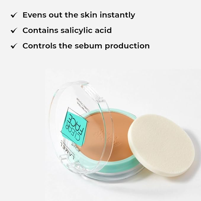 Lamel Oh My Clear Face Powder 406 Soft Honey | evens out the skin instantly |contains salicylic acid |controls the sebum production | 6gm