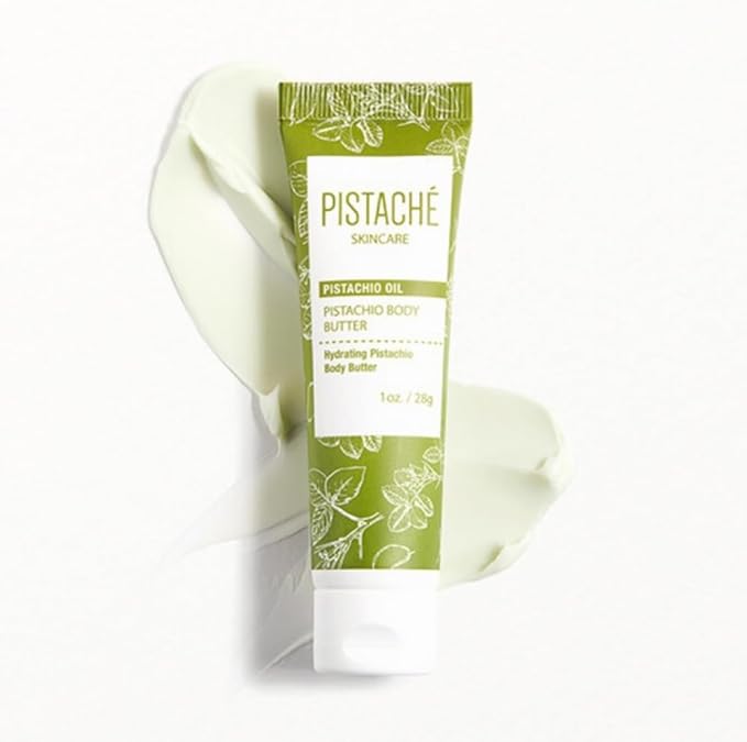 Pistaché Skincare Pistachio Oil 5-Pc Mini Collection (Travel) + Body Butter, Hand Cream, Biscotti Perfume, Eye Cream & Face Moisturizer + Hydrates and Nourishes + Vitamin E + Antioxidant Protection