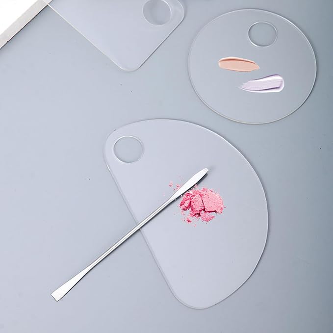 6 Pcs Makeup Mixing Palette Makeup Palette Tray Foundation Mixing Palette Acrylic Palette Foundation Palette Included Makeup Spatula Tool for Foundation Pigment Blending (White)