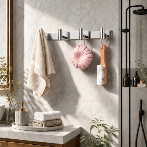 Wall Mounted Coat Rack-4 Hooks, Heavy Duty Stainless Steel Wall Hooks - Image 4