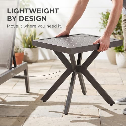 Aluminum Outdoor Side Table for Patio, 17.7" Square - Image 5