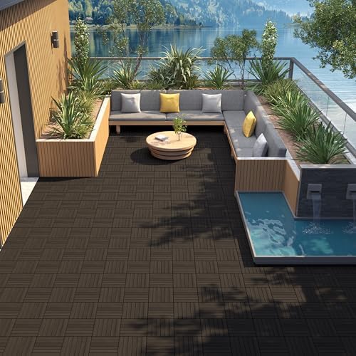 Yaheetech 108PCS Deck Tiles Acacia Wood Interlocking Outdoor Flooring - Image 2