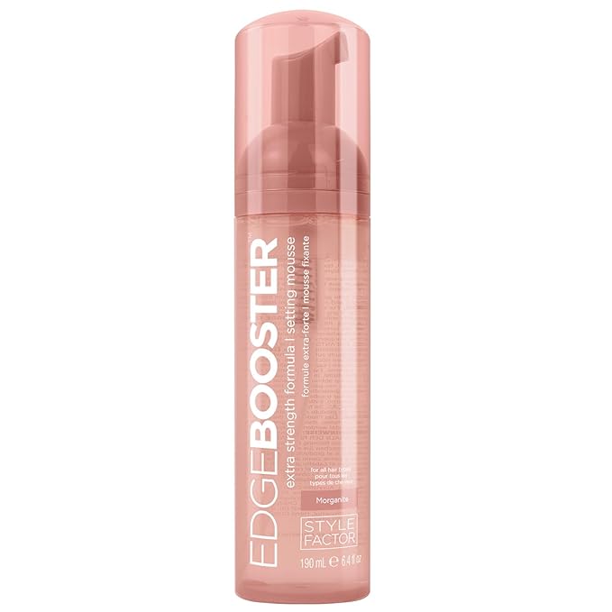 Style Factor EDGE BOOSTER Extra Strength Setting Mousse – Frizz Control, Extra Volume, and Conditioning – 6.4oz Morganite Mousse for Curly Hair