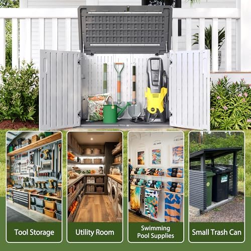 Aoxun Outdoor Storage Cabinet 35 Cu.Ft Outdoor Trash Can Storage Shed - Image 6