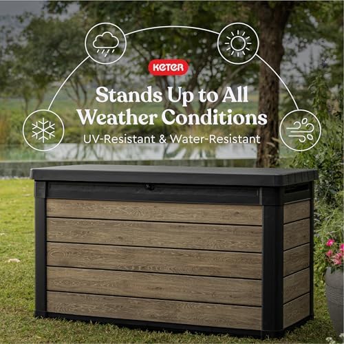Keter Signature Collection 100 Gallon Resin Deck Box Organization Box and - Image 3
