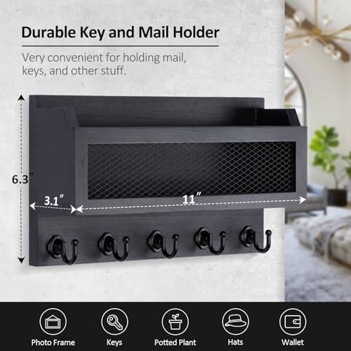 Nekon Mail and Key Holder for Wall Decorative, 11 Inch Mail Holder - Image 6