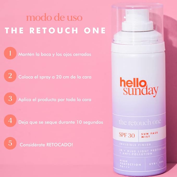 The Retouch One Sun Face Mist SPF 30 Pa Plus by Hello Sunday for Women - 2.54 oz Mist