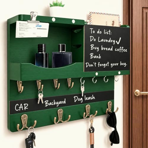 Key Holder Wall Mount with Shelf, Key Hooks by HEKOOLA