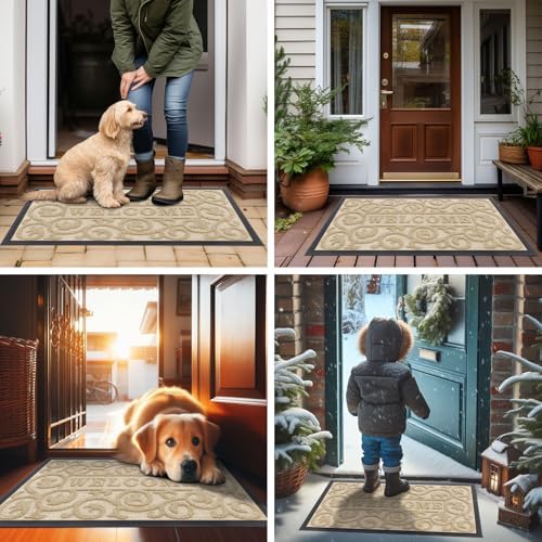 Smiry Front Door Mat Outside Entrance, Low Profile Rubber Doormat - Image 6