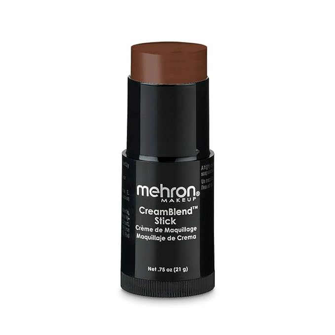 Mehron Makeup CreamBlend Stick | Face Paint, Body Paint, & Foundation Cream Makeup | Perfect for Halloween .75 oz (21 g) (Sable Brown)