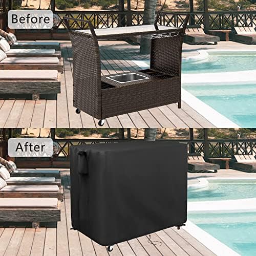 Kingling Outdoor Table Cover for Wicker Bar Cart 44''L x 19''W x 36''H - Image 5