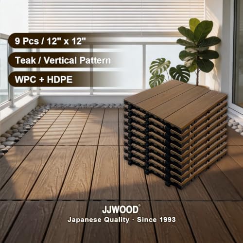 JJWOOD Interlocking Deck Tiles, Co-Extruded Wood-Look Outdoor Floor Tiles - Image 2