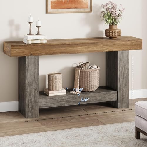 GarveeHome 63" Farmhouse 2-Tier Console Table - Image 6