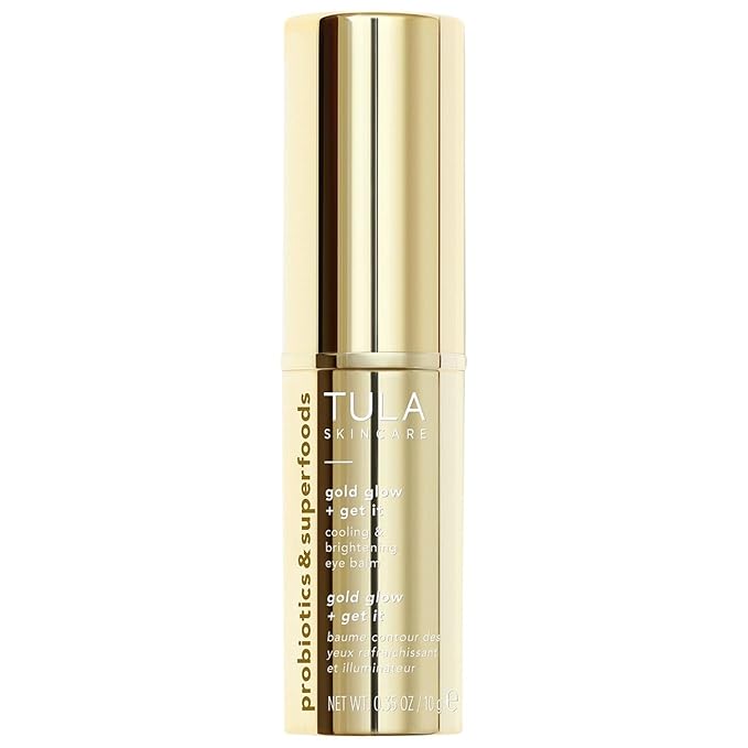 TULA Skin Care Eye Balm Gold Glow - Dark Circle Treatment, Instantly Hydrate and Brighten Undereye Area, Portable and Perfect to Use On-the-go, 0.35 oz.