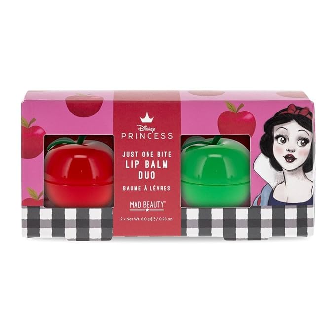 Mad Beauty Disney Snow White Lip Balm Duo | Apple & Strawberry Scents | Moisturizing & Soothing | Self-Care Gift for Women, Adults, and Teens