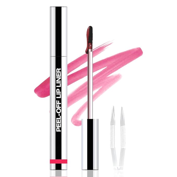 Peel Off Matte Liquid Lip Gloss Stain-Lip Liner with Tweezer, Delicate Pink Peel Off Lip Stain, Long Lasting & Waterproof Lipstick Tattoo, Transfer-Proof Lip Gloss for All Skin Types (00#, 1Pcs)