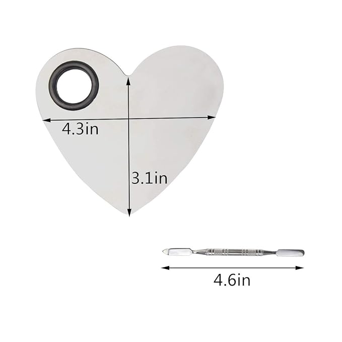 Stainless Steel Heart Shaped Makeup Palette Spatula - Makeup Artist Makeup Enthusiast Tools for Blending Cosmetic Foundation Shades