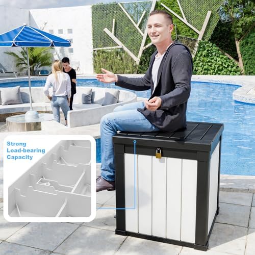 PatioZen 50 Gallon Resin Deck Box, Lockable Outdoor Storage Box - Image 4