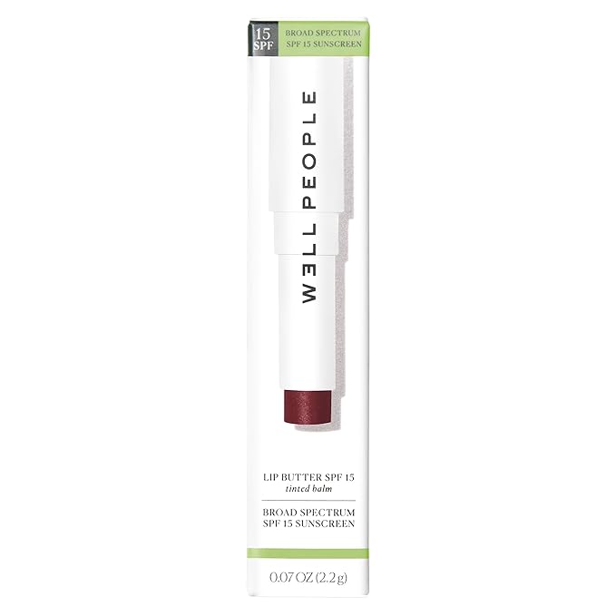 Well People Lip Butter SPF 15 Tinted Balm, Hydrating Lip Balm For Sun Protection & A Hint Of Color, Infused With Non-Micronized Zinc Oxide, Vegan & Cruelty-free, Wine