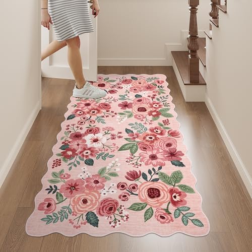 DUKINO 2x4 Rug for Entryway, Floral Washable Kitchen Rugs Non Slip - Image 4