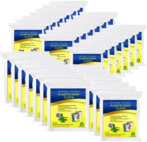 35 Pieces Plastic Drop Cloth, Dust-Proof and Rustproof, 35 Pieces 9x12 Feet Tarp by Cedolio