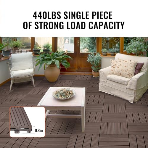 VEVOR Interlocking Deck Tiles Plastic Wood, 10 Pack, Patio Floor Decking - Image 3