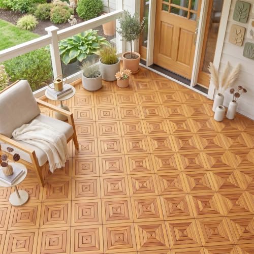 Goplus 24-Pack Acacia Wood Interlocking Deck Tiles - Image 4