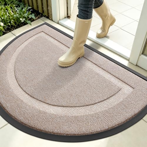 OLANLY Half Circle Front Door Mat Outside 35x23 All-Season Rubber Doormat by OLANLY