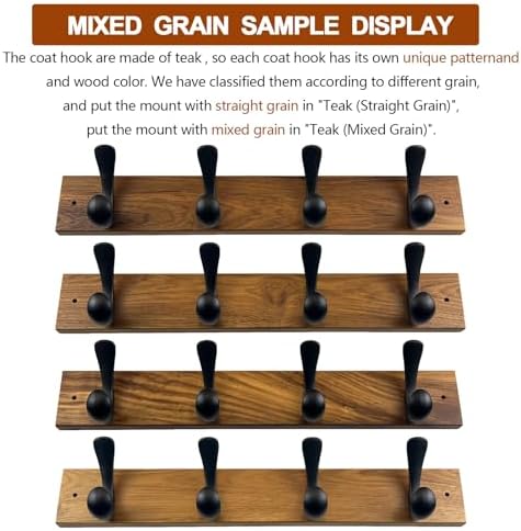 Wooden Coat Rack Wall Mount, Teak Solid Wood Coat Hanger - Image 6