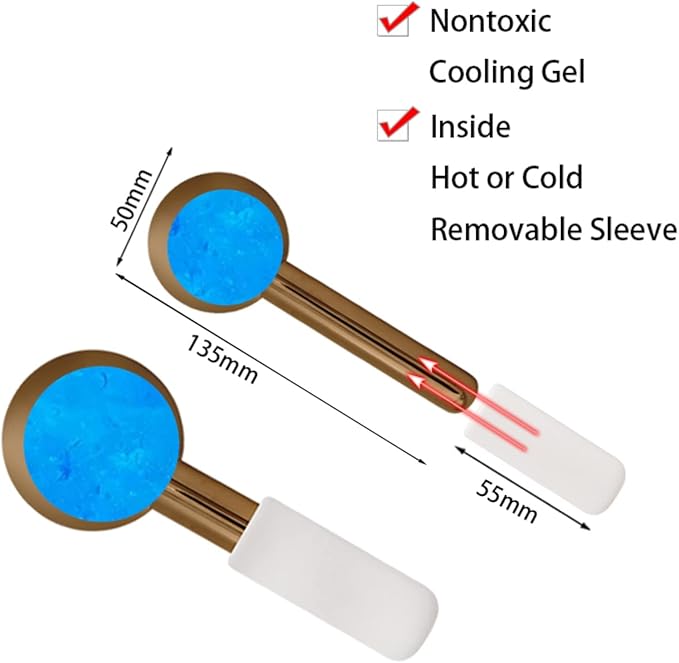 Globes for Facials, Cooling Roller for Face, Cryo Sticks Massager for Face Neck & Eyes, Cold Roller Skin Care for face Puffiness, Dark Circles, Wrinkles, Collagen Production (Gold)